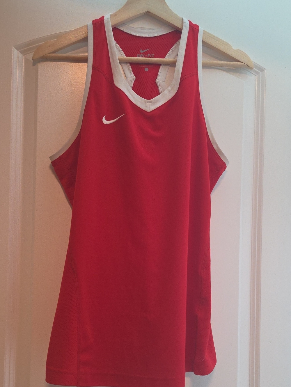 Nike Red Sleeveless Dri-FIT Jersey with White Trim